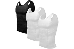 Odoland Unterhemden Herren Shapewear 3er Pack Tank Top Compression Shirt Kompressionsshirt Bauchweg Herren Body Shaper