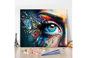 TISHIRON Malen nach Zahlen für Erwachsene Acryl Auge Malen nach Zahlen Kits Bunte Schmetterlinge Malen nach Zahlen für Erwachsene Anfänger abstrakte Kunstwerk Wanddekoration Ölgemälde, 16 "x 20" Ohne Rahmen