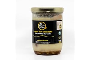 Esprit Foie Gras - Confit de 4 manchons de canard du Gers - 700 G - Conserverie familiale du Gers - Plat cuisiné pour 2 personnes - Canard élevé et transformé dans le Gers - Terroir et gastronomie du Sud-Ouest