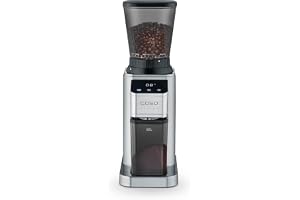 CASO BaristaChef Inox elektrisk kaffekvarn, hållbar konisk kvarn i rostfritt stål med hållare för filterhållare