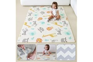 MIKMEL Krabbelmatte Baby Kompakt – Faltbare Spielmatte aus XPE-Schaumstoff, Wasserdicht & Doppelseitig – Krabbeldecke für Kinderzimmer mit Tier/Zickzack Design – 180x120x0.8 cm