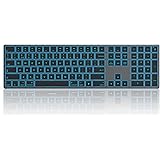 Jelly Comb Wireless Bluetooth Backlit Keyboard, 1 to 3 Devices Backlight Keyboard Qwerty UK Layout for MacBook, iMac…