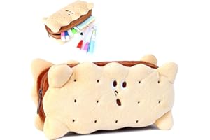 DBPBToU Trousse Scolaire Fille Garçon, Trousse à Crayons pour Enfants, Kawaii Pencil Case comme Accessoire Scolaire, Petite Trousse Scolaire Marron (Biscuits)