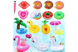 TLDNZXY 15 Stück Aufblasbare Getränkehalter Pool Getränkehalter Pool Cocktailhalter mit Luftpumpe, Flamingo Palme Pool Party Deko Badespielzeug für Kinder, Sommer Gadgets für Schwimmbad Whirlpool Party