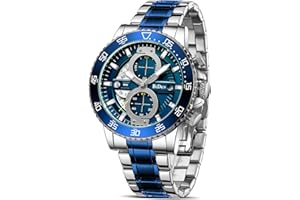 HANPOSH Mens Watches Chronograph Stainless Steel Watches for Men Waterproof Analog Quartz Watch Fashion Casual Business with Date Designer Wrist Watches