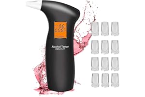 RUTIDA Breathalyzer & Alcohol Tester with 12 Mouthpieces, Alcohol Breathalyzer High Accuracy Alcohol Detecto with LCD Display Digital Fast