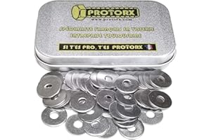 PROTORX Rondelles Metal Inox M4 : (Diam.int = 4,3mm x Diam.ext = 14mm) Boite 50pcs Large Plate Type "L" en Acier Inoxydable A2 | Carrossier Bricolage Réparation | Anti-Corrosion Usage Exterieur-Interieur