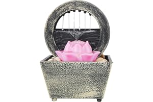 Hahhhha Fuente de Mesa Fuente de Agua Fuente de Escritorio Ornamento de Fuente de Agua, Funciona con Pilas Fuente de Agua de Escritorio Decoración de Interiores Ornamento USB Carga de luz de Cascada