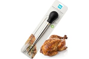 Taylors Eye Witness Stainless Steel Turkey & Chicken Baster – Premium Roasting Baster with Silicone Bulb, Flavour Injector & Cleaning Brush. for Juicy, Succulent Roast Meats, Poultry & BBQ