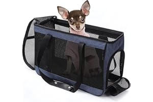 Faltbarer Transporttasche Katze und Hund, BelonLink Hundetasche, Tragetasche/Schultertasche Faltbar Träger Pet Carrier Bag, Haustiertragetasche, Transportbox, 45 * 18 * 29cm, unter 5 kg (Blau)