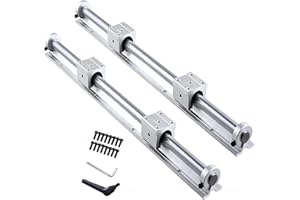 GooEquip Linearführung SBR20 1500mm 2 x Linearschienen und 4 x Lagerblöcke mit SBR20 Schienenstopper, Linearschienenlänge 1500 mm Linearschienen für 3D Drucker CNC Teile