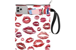 craspire 11 x 8.6 Pouces lèvres Rouges Pochette de Livre Couverture de Livre Tissu Portable imperméable Lavable Sac de Protection broché avec Fermeture éclair et Poche supplémentaire pour Le Charme