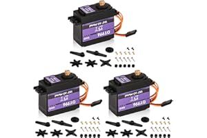 HEEMOL Servomoteurs à 180 degrés 15 kg Servo numérique avec boîte de vitesse en métal à couple élevé Servo moteur RC, 6V, pour voiture RC 1/10 1/8 Avion Bateau Robot Hélicoptère [3PCS]