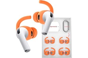 DamonLight 4 Pairs Ear Hooks for AirPods Pro 3 [Added Storage Pouch] Anti Slip Sport Ear Tips Accessories Compatible with AirPods Pro 3rd Generation [2025 Released] S & L (Orange)