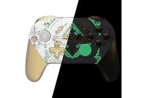 ‎EXTREMERATE eXtremeRate Full Gehäuse Set kompatibel mit Nintendo Switch Pro Controller, DIY-Ersatz Front Hülle/Back Shell&Handgriffe Case Zubehör für Switch Pro Controller-Totem of Kingdom Weiß