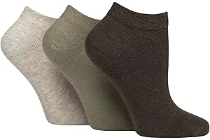 IOMI FootNurse Womens Diabetic Trainer Socks Cotton, Gentle Grip Top, Smooth Toe Seams, Plain, Size 4-8, 3 Pair Multipack