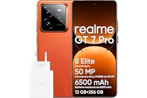 realme GT 7 Pro 5G Smartphone 12+256 GB,Procesor Snapdragon® 8 Elite,Ultrawyraźny aparat AI,Ładowanie SUPERVOOC 120 We,Tytaniczna bateria 6500 mAh,IP69,Odblokowanie pod wodą, W zestawie ładowarka