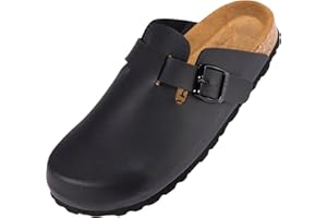 Palado® Chaussons pour homme et femme Kiel | Fabriquées en UE | Sandales fermées en 3 couleurs | Mules avec semelle en liège naturel | Semelle intérieure extra douce avec daim