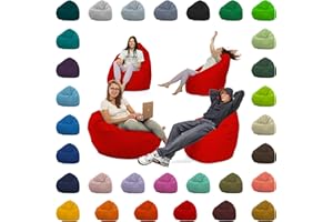 GlückBean Sitzsack XXL – Beanbag für Kinder & Erwachsene – In & Outdoor geeignet – Wasserabweisend & pflegeleicht – Gefüllt mit hochwertigen EPS-Perlen – Ideal zum Gaming & Entspannen (Rot, XXL)