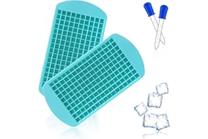 SIKAMARU 2-częściowa kwadratowa forma do kostek lodu, silikonowa forma do lodu, łatwa do rozpuszczenia, mini foremka do lodu z 2 szt. ciemnoniebieskich silikonowych kroplomierzy do mrożonych napojów, koktajli,