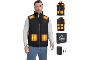 Rrtizan Gilet Riscaldato Uomo con Batteria 10000mAh, Giubbotto Riscaldanto con 15 Zone e 3 Livelli Temperatura, Impermeabile Antivento per Giubbotto Moto, Ciclismo, Pesca