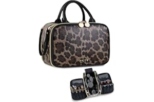 Trousse de Maquillage Prite Sac à cosmétiques Ouvertures latérales de Grande capacité Trousse de Toilette Portable étanche de Voyage avec poignée et Plusieurs Compartiments