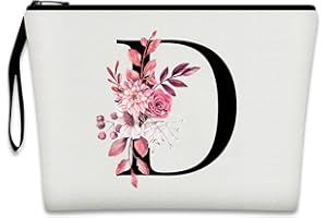 Bliceon A-Z Personalisierte Make-up-Tasche, Geburtstagsgeschenke für Frauen und Mutter, personalisierte Geschenke für Frauen, Geschenke für Freundinnen, Braut und Brautjungfern Kosmetiktasche - D