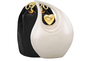 URNS OF DIGNITY Urnen für Asche, Herz der Liebe Urne für Asche, Erwachsene Urne für Beerdigung, Kolumbarium oder Zuhause, Einäscherungsurnen für menschliche Asche Erwachsene 220 Kubikzoll: mit Samtbeutel (Weißgold)