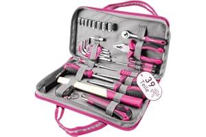 Extol Lady Frauen Werkzeugkoffer 39-tlg. in Rosa I Werkzeug-Set Haushalt I Tool-Set mit Ratsche, Steckschlüssel, Imbusse u.v.m. I 1,8 kg leichtes Werkzeugset Haushalt I Werkzeug Pink