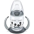 NUK First Choice Learner Cup Sippy Cup | 6-18 Months | Temperature Control | Leak-Proof Silicone Spout | Anti-Colic Vent | BPA-Free | 150ml | Disney Mickey Mouse (Grey)