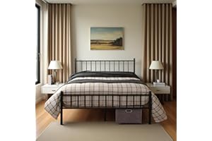 buybyroom Small Double Bed Frame, Metal Bed Frame with Underbed Storage, Suitable for 120x190 cm Mattress, Suitable for Adults and Children, Black