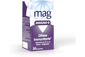 Mag Immuno+ - Integratori per Adulti con Vitamine e Minerali, Vitamina D, Vitamina C, Vitamine B12, Magnesio, Acido Folico, Zinco – Difese Immunitarie, Energia Mentale e Fisica (30 Compresse)