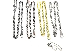 LONGHAO 4 Pcs,T Bar Taschenuhr Kate,Taschenuhr Kette,Metall Taschenuhrkette,Weste Kette Uhr,Klassische Antike Taschenuhrkette Geschenke,Taschenuhr ZubehöR,Vatertagsgeschenk für Papa(Vier Farben)