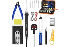 ABLEWE 80W 15-in-1 Soldering Iron Kit, LCD Adjustable Temperature 180-520°C, Electric Soldering Iron Kit Welding Tool with 5 Soldering Tips, Desoldering Pump, Tin Wire Tube, Stand, Tweezers-Black