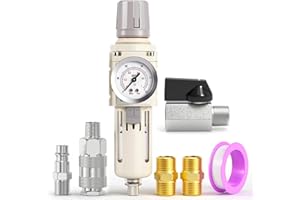 TAILONZ PNEUMATIC - Régulateur de pression pour filtre à air blanc 1/2 pouce BSP - Piggyback, filtre pour compresseur d'outil pneumatique avec manomètre AW4000-04