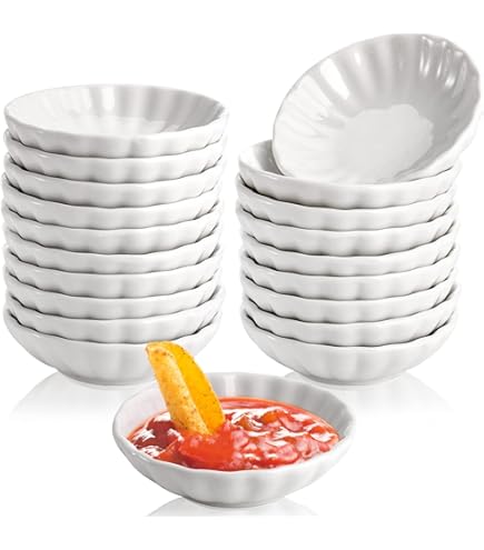 Sunnychicc 2 Sets Ceramic Chip And Dip Serving With Acacia Wood Tray And Spoons Serving Dishes For Entertaining 3 Dipping Bowls With Handles 3 Square - View #11