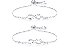 HICARER 2 Stück Unendlichkeit Armband Verstellbar Freundschaftsarmband für Weihnachten Valentinstag Muttertag