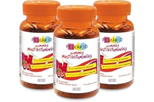 PEDIAKID - Gommes Multivitaminées - Formule Naturelle au Délicieux Arôme de Cerise - Contribue à la Réduction de la Fatigue - Soutient les Défenses Naturelles de l'Organisme - Lot de 3 piluliers
