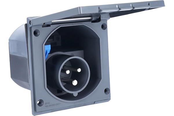 as - Schwabe Prise d'Alimentation CEE pour Caravanes 230V / 16A Prise à 3 Broches avec Couvercle Utilisation en Extérieur IP44 Made in Germany Anthracite I 61492