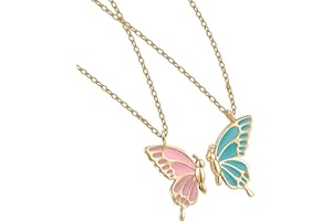 LENTQIUTT 2 Freundschafts-Schmetterlings-BFF-Halsketten, beste Freundschaftsketten für Mädchen, Geburtstagsschmuck, Geschenke für Freundinnen (Gold)