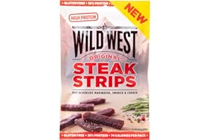 Wild West Steak Strips Jerky, 25g Original, high Protein Viande séchée, Beef Jerky Snack protéiné, Bœuf séché