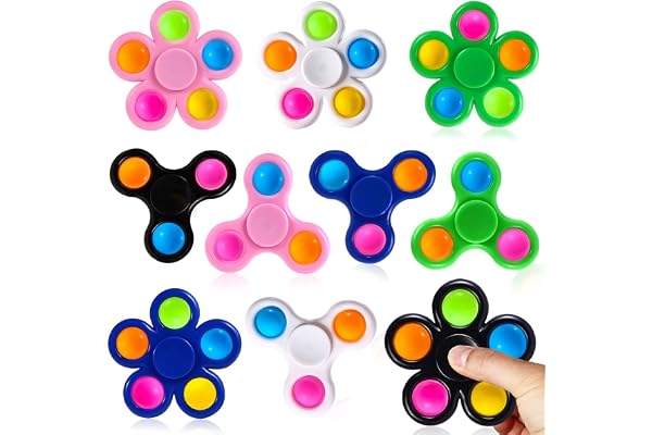 SCIONE 10 Pack Bubble Pop Fidget Spinners à Presser Simple Pop Fidget Jouet pour Enfants Adultes, Pop Cadeaux de Fête Remplisseurs de Sacs-Cadeaux Packs Fidget Sensoriels Soulager Stress Anxiété TDAH