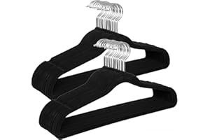 SONGMICS Grucce Appendiabiti in Velluto, 30 Pezzi, Salvaspazio e Antiscivolo, Gancio Girevole a 360°, Spesso 0,6 cm, Largo 41,5 cm, Cappotti Pantaloni, Nero Inchiostro e Argento CRF26BK