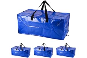 RLXMARTD Extra große 90L Umzugstaschen mit Rucksackgurten (blau, 4-teilig)
