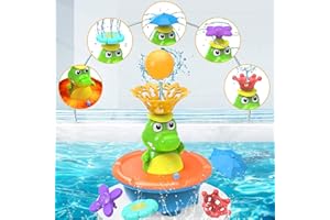 HAKPNEW Baby Bath Toys,5 Modes Spray Water Cute Crocodile Bath Toys for 1+ year old, Light Up Bath Toys with Double Layer Waterproof, Kids Water Toys for Bathroom Swimming Pool, Boys Girls Gifts