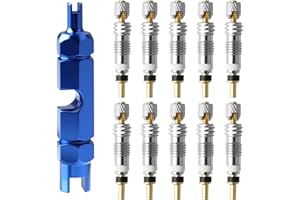 EDDRFY 10pcs Presta Valve Core Set with Removal Tool, Brass Tubeless Presta Valve Cores for Road and MTB Bike Tires, Universal Replacement Kit with Valve Core Remover, Airtight Durable Easy to Install