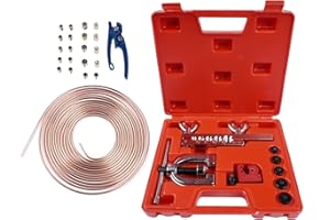 Hopzty Kit Tuyau Frein Voiture 7.62 m de câble de Frein Ø 4.75 mm en Acier en kit avec 16 Raccords + 5 Connecteurs pour Les SystèMes De Freinage Hydrauliques De Voiture