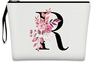 Bliceon A-Z Personalisierte Make-up-Tasche, Geburtstagsgeschenke für Frauen und Mutter, personalisierte Geschenke für Frauen, Geschenke für Freundinnen, Braut und Brautjungfern Kosmetiktasche - R