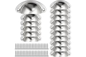 FL HUA 16 Pcs Cup Drawer Handles with Fixing Screws, Chrome Half Moon Vintage Handles, Drawer Cup Pull Handles for Cupboard Wardrobe Cabinet