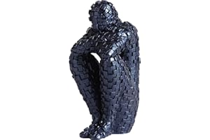 SIMDIM Estatua Moderno, Pensador Abstracto Adorno Salon Moderno, Abstracto Estatua Resinoso Moderno, Artístico Figura Decoracion Salon, Ornamento Arte, Decoracion para Casa Hogar Salon Escritorio (Azul)